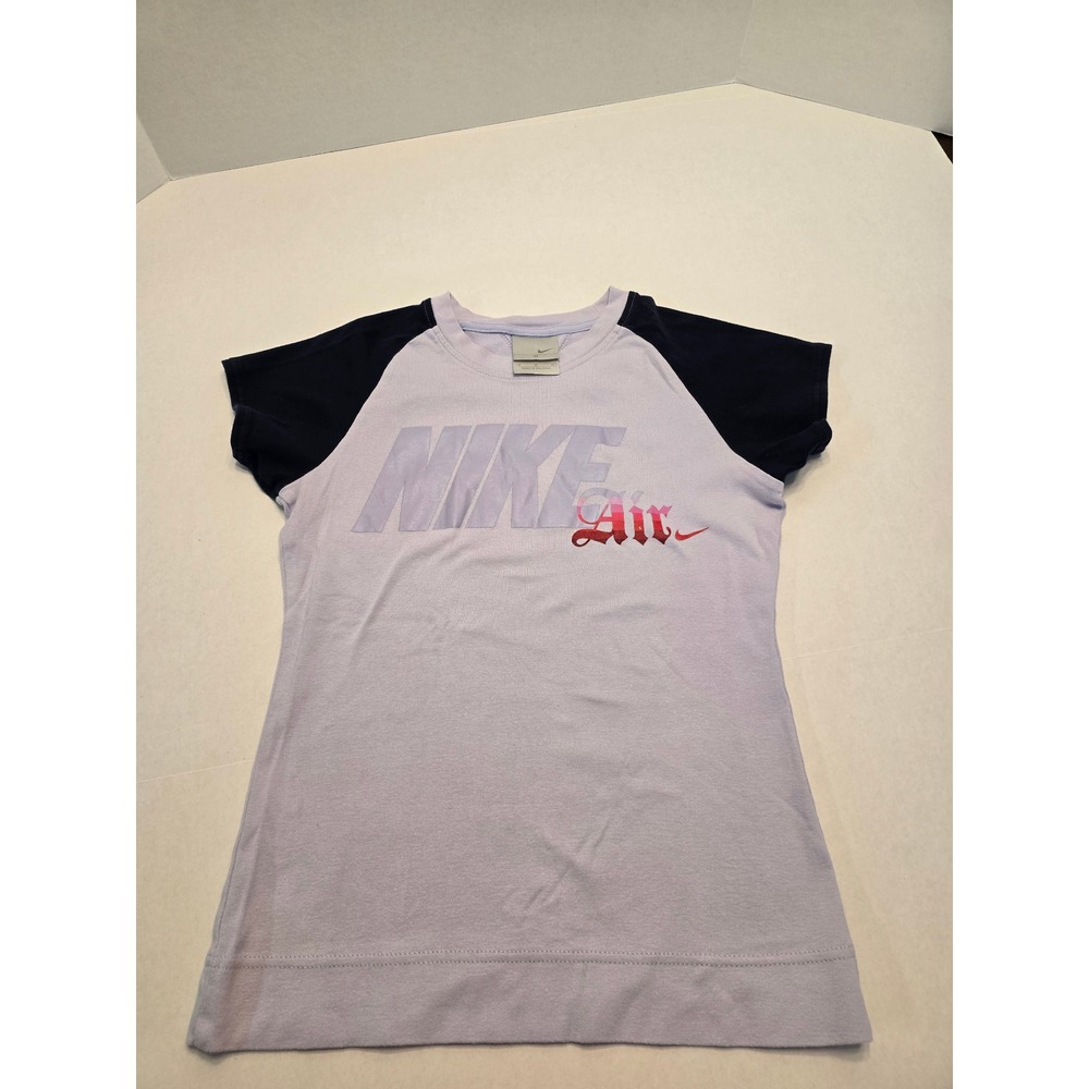 Nike Air T-Shirt Kids Raglan Top Graphic Tee Purple Black‎ Size M
